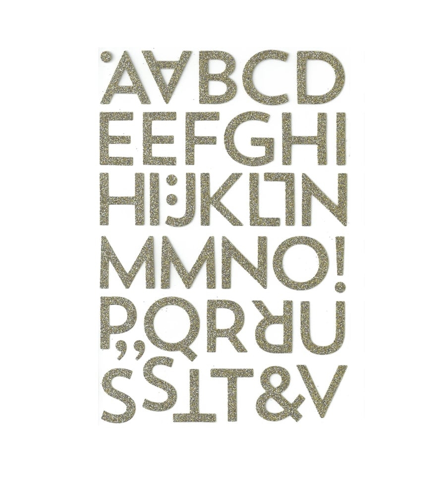 Alfabetos Glitter Gold Block Font