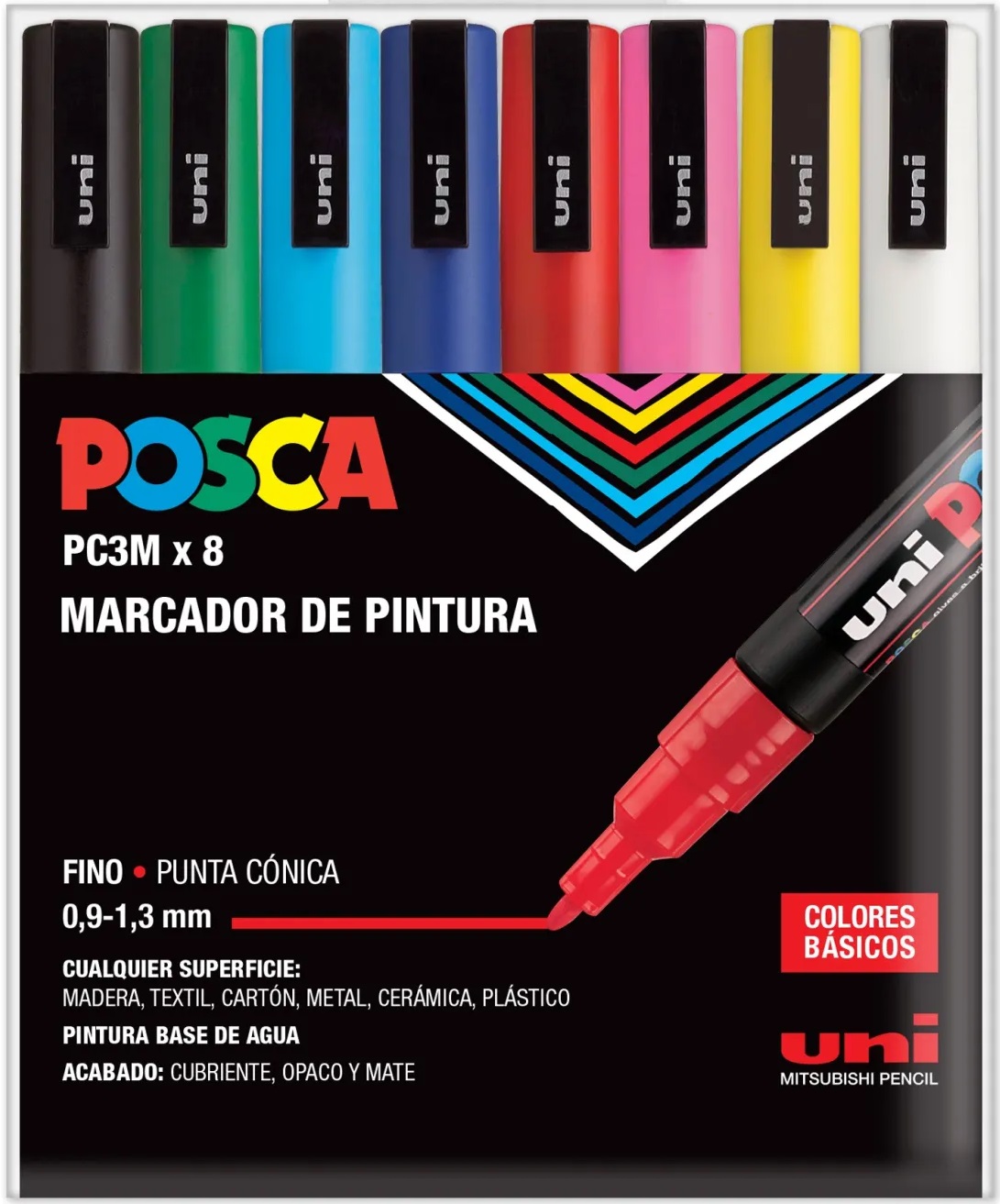 Set Rotuladores POSCA PC-3M punta fina mm Basic pcs