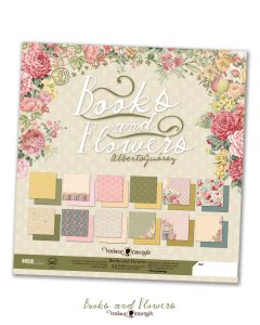 Stack 12&quot;x12&quot; Books and Flowers de Vintage Odyssey doble cara