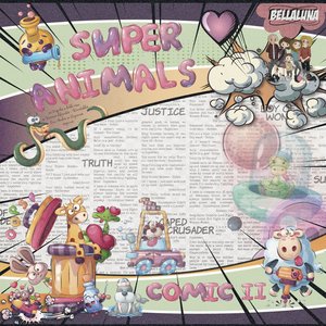 Pad 12x12&quot; Bellaluna Crafts con 24 papeles doble cara Super Animals Comic