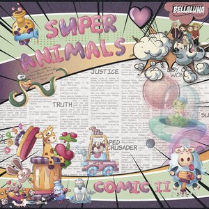 Pad 8x8&quot; Bellaluna Crafts con 24 papeles doble cara Super Animals Comic