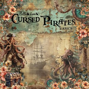 Pad 12x12&quot; Bellaluna Crafts con 12 papeles doble cara Cursed Pirates Basics