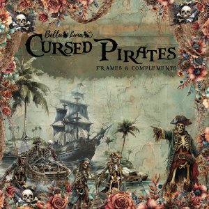 Pad 12x12&quot; Bellaluna Crafts con 12 papeles doble cara Cursed Pirates Frames & Complements