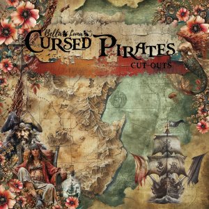 Pad 8x8&quot; Bellaluna Crafts con 12 papeles doble cara Cursed Pirates Cut Outs