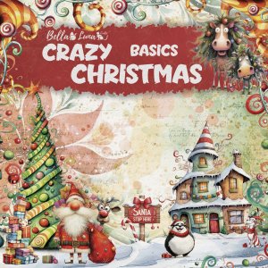 Pad 8x8&quot; Bellaluna Crafts con 12 papeles doble cara Crazy Christmas Basics