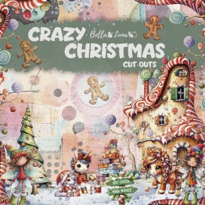 Pad 8x8&quot; Bellaluna Crafts con 12 papeles doble cara Crazy Christmas Cut Outs
