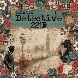 Pad 12x12&quot; Bellaluna Crafts con 12 papeles doble cara Detective 221B