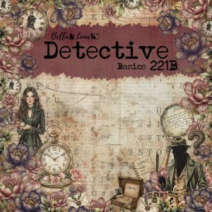 Pad 12x12&quot; Bellaluna Crafts con 12 papeles doble cara Detective 221B Basics