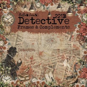 Pad 12x12&quot; Bellaluna Crafts con 12 papeles doble cara Detective 221B Frames & Complements