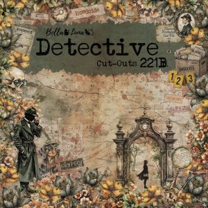 Pad 8x8" Bellaluna Crafts con 12 papeles doble cara Detective 221B Cut Outs