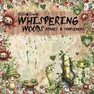 Pad 12x12&quot; Bellaluna Crafts con 12 papeles doble cara Whispering Woods Frames & Complements
