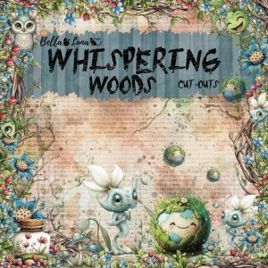 Pad 8x8" Bellaluna Crafts con 12 papeles doble cara Whispering Woods Cut Outs