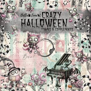 Pad 12x12&quot; Bellaluna Crafts con 12 papeles doble cara Crazy Halloween Frames & Complements
