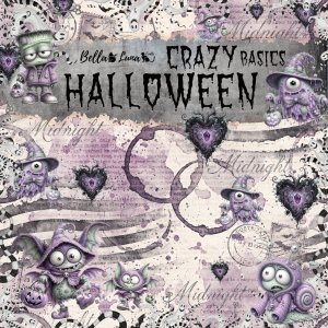Pad 8x8" Bellaluna Crafts con 12 papeles doble cara Crazy Halloween Basics