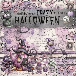 Pad 8x8" Bellaluna Crafts con 12 papeles doble cara Crazy Halloween Cut Outs