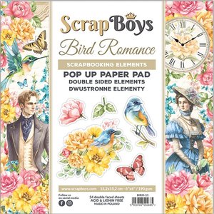 Block de papeles 6x6" Scrap Boys Pop Up con recortables Bird Romance