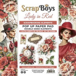 Block de papeles 6x6" Scrap Boys Pop Up con recortables Lady in Red