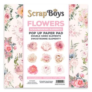 Block de papeles 6x6&quot; Scrap Boys Pop Up con recortables Flowers