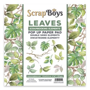 Block de papeles 6x6&quot; Scrap Boys Pop Up con recortables Leaves