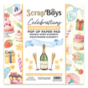 Block de papeles 6x6&quot; Scrap Boys Pop Up con recortables Celebrations
