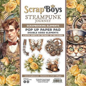 Block de papeles 6x6" Scrap Boys Pop Up con recortables Steampunk Journey