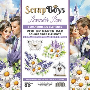 Block de papeles 6x6&quot; Scrap Boys Pop Up con recortables Lavender Love