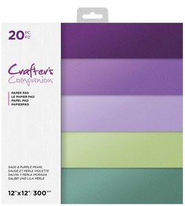 Stack de cartulinas 12x12" Crafter's Companion Sage & Purple Pearl 20 hojas