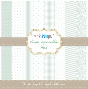 Colección 10 papeles doble cara 12&quot;x12&quot; PFY Básicos imprescindibles Mint