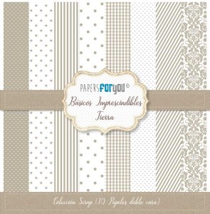 Colección 10 papeles doble cara 12&quot;x12&quot; PFY Básicos imprescindibles Tierra