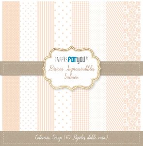 Colección 10 papeles doble cara 12&quot;x12&quot; PFY Básicos imprescindibles Salmón