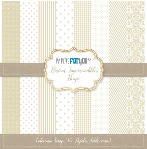 Colección 10 papeles doble cara 12&quot;x12&quot; PFY Básicos imprescindibles Beige