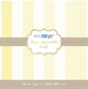 Colección 10 papeles doble cara 12&quot;x12&quot; PFY Básicos imprescindibles Vainilla