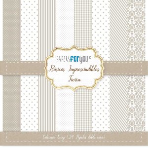 Colección 20 papeles doble cara 8&quot;x8&quot; PFY Básicos imprescindibles Tierra