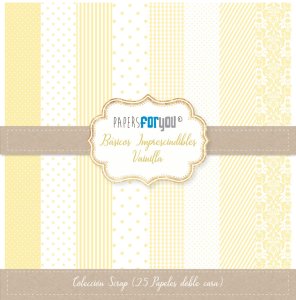 Colección 20 papeles doble cara 8&quot;x8&quot; PFY Básicos imprescindibles Vainilla