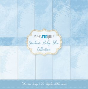 Colección 20 papeles doble cara 8&quot;X8&quot; PFY Gradient Baby Blue