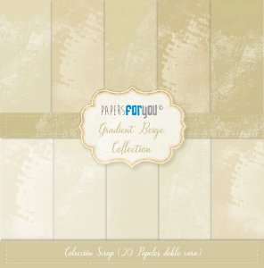 Colección 20 papeles doble cara 8&quot;X8&quot; PFY Gradient Beige