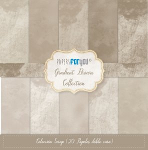 Colección 20 papeles doble cara 8&quot;X8&quot; PFY Gradient Brown