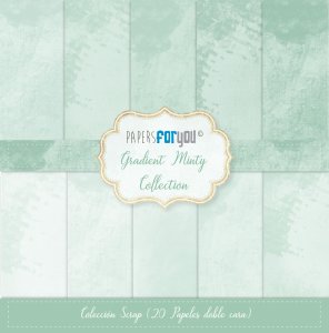 Colección 20 papeles doble cara 8&quot;X8&quot; PFY Gradient Minty