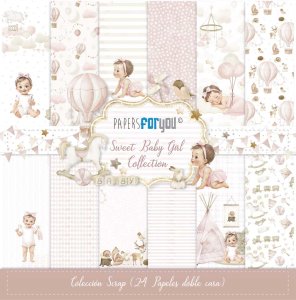 Colección 24 papeles doble cara 8&quot;X8&quot; PFY Sweet Baby Girl