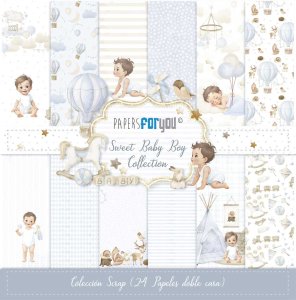 Colección 24 papeles doble cara 8&quot;X8&quot; PFY Sweet Baby Boy