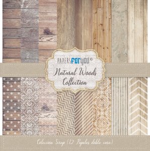 Colección 12 papeles doble cara 12&quot;x12&quot; PFY Natural Woods