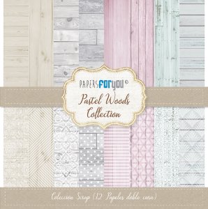 Colección 12 papeles doble cara 12&quot;x12&quot; PFY Pastel Woods