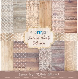 Colección 24 papeles doble cara 8&quot;X8&quot; PFY Natural Woods