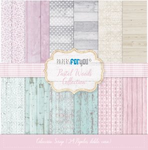 Colección 24 papeles doble cara 8&quot;X8&quot; PFY Pastel Woods