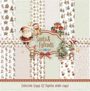 Colección 12 papeles doble cara 12&quot;x12&quot; PFY Santa & Friends
