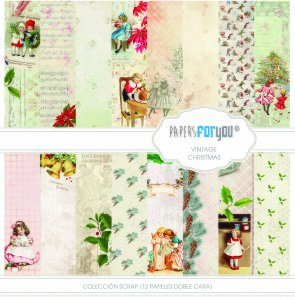 Colección 12 papeles doble cara 12&quot;x12&quot; PFY Vintage Christmas