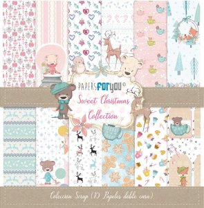 Colección 10 papeles doble cara 12&quot;x12&quot; PFY Sweet Christmas
