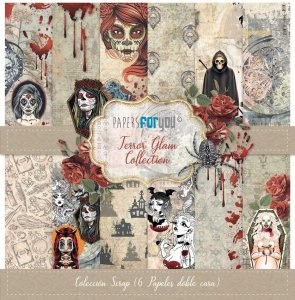 Colección 6 papeles doble cara 12&quot;x12&quot; PFY Terror Glam