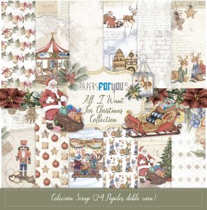Colección 24 papeles doble cara 8&quot;X8&quot; PFY All I Want for Christmas