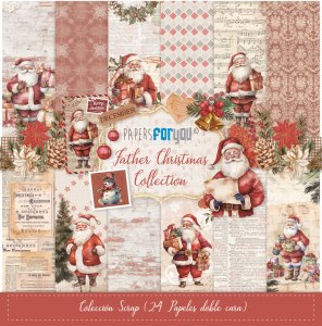 Colección 24 papeles doble cara 8&quot;X8&quot; PFY Father Cristmas